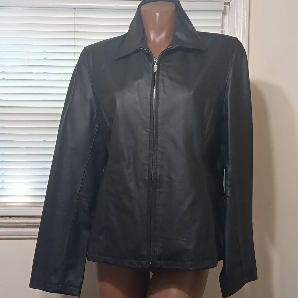 Che Bella Black Leather Jacket Size 2XL